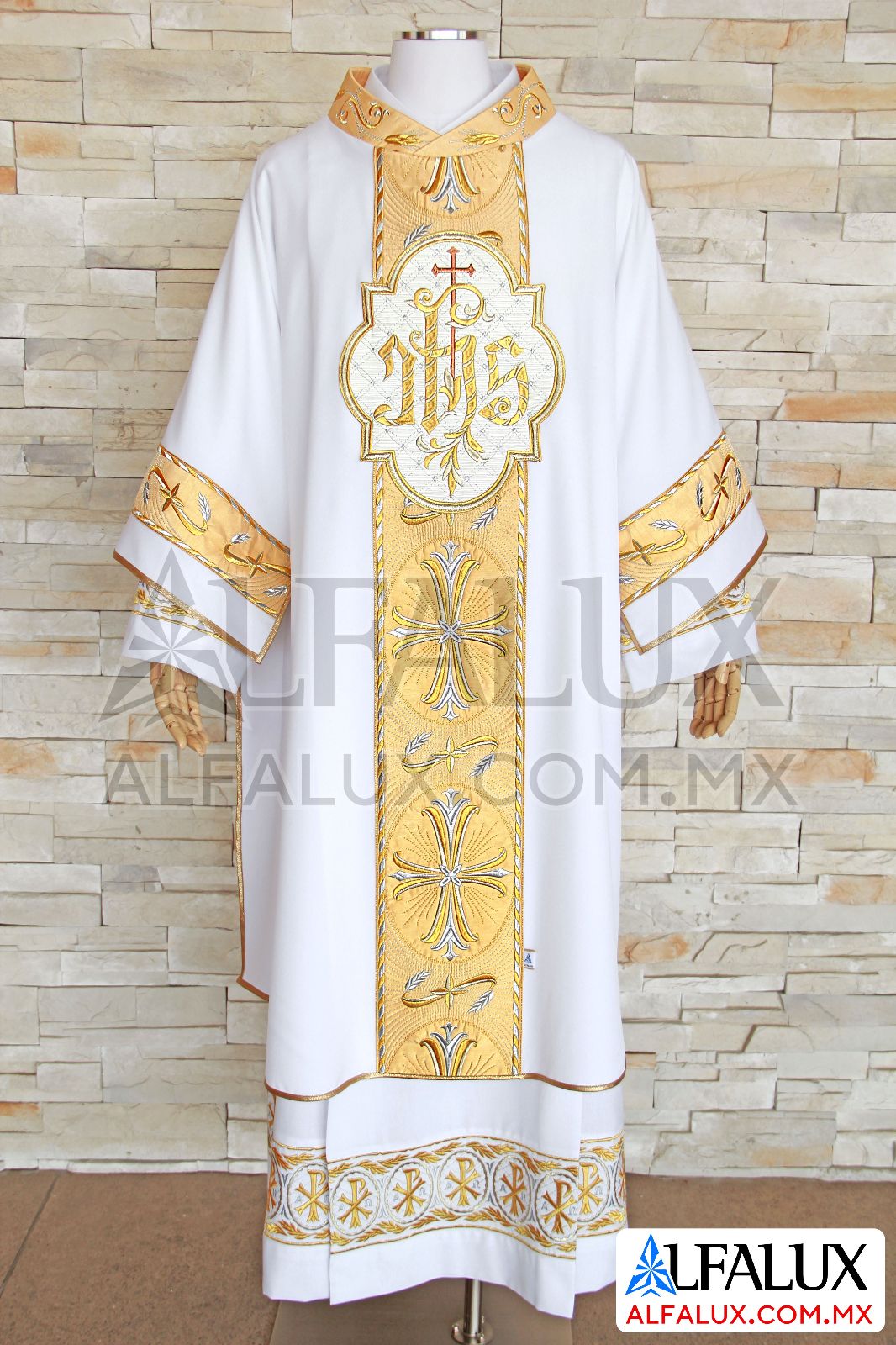 09 SAN ANTONIO Alfalux Dalmatica Central Mangas Blanco Dorado (1)